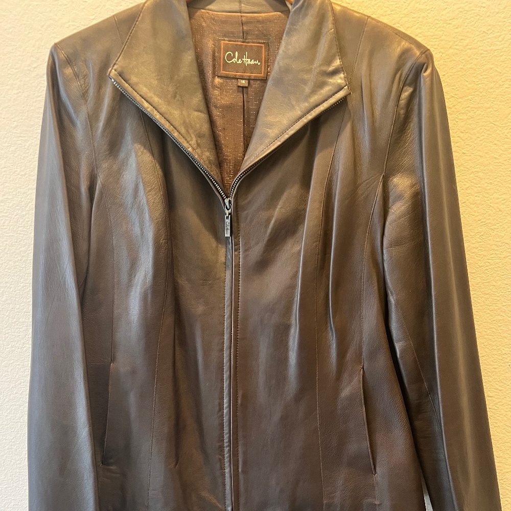 Cole Haan | Brown Leather Jacket Size 14